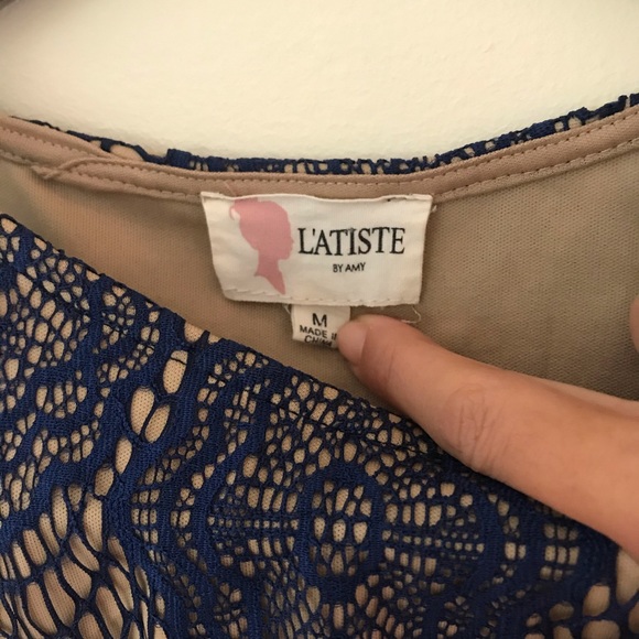 Sexy and cute blue Lace crop top. Like New - Picture 4 of 5